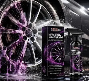 Purple Reacting Wheel Cleaner Spray Fast Acting Removes Brake Dust and Dirt Non Acid Formula Deep Cleaning Safe for All Car Wheels Hubs & Tires 120ml