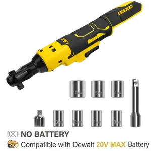 Cordless Ratchet 3/8" – 45 ft-lbs, Works with DeWalt 20V Battery, 500 RPM Variable Speed, 8-Socket Set (No Battery)