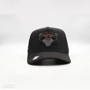 Panthera Rosa Big Boss Embroidered Black Cap with Red Eyes and Cool Design