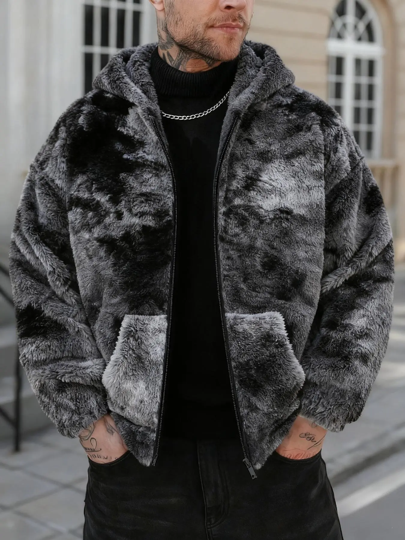 Unisex Hooded Jacket, Fall Winter Warm Tie-Dye Fleece, Trendy Versatile Outerwear, Youth Casual Student Street Fashion Coat