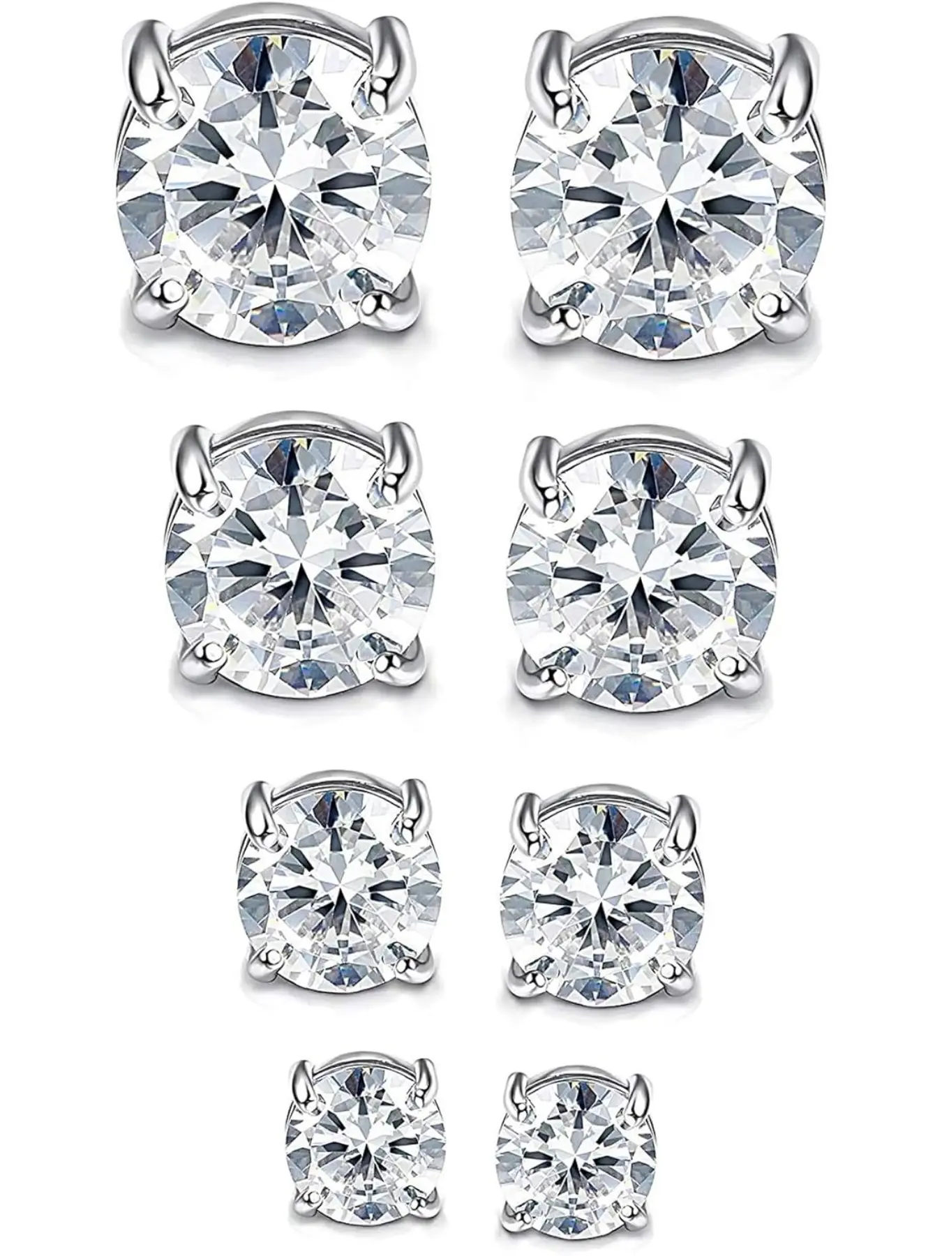 4 Pairs Magnetic Earrings for Men Women - Stainless Steel No Piercing Round/Square Cubic Zirconia Clip on Fake Magnet Earrings 4-7mm High Quality Earrings Non Piercing Earrings Non Pierced Earrings