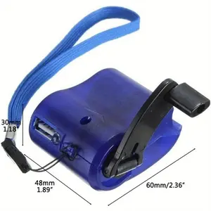 Cuifati Emergency Hand Crank Charger with Port, Power Supply Manual Charger Flashlight for Indoor/Outdoor Camping, SOS Alarm (Blue)