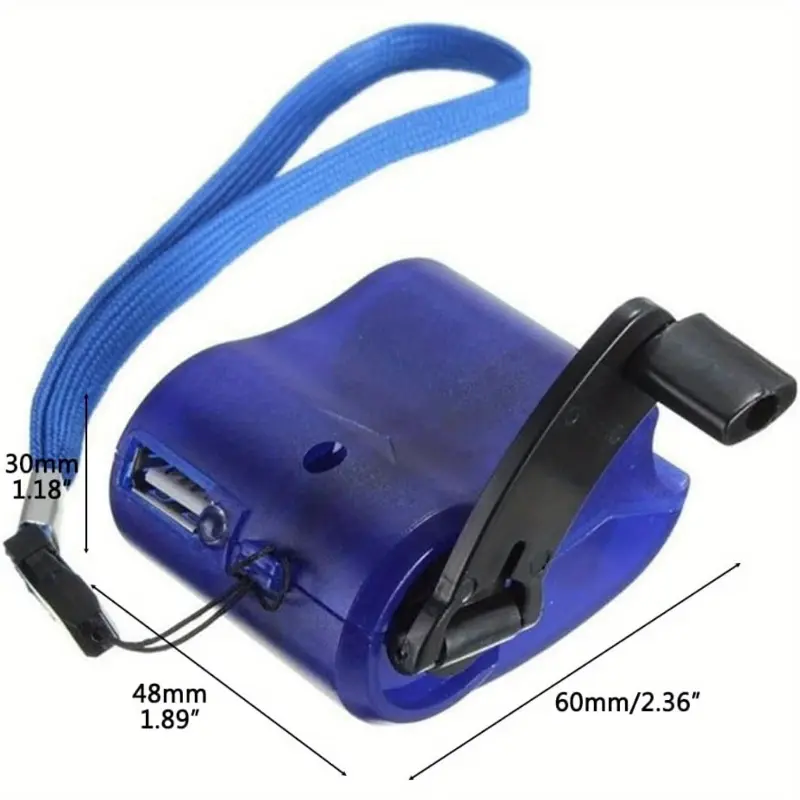Portable Plastic Hand Crank Charger with Built-in Flashlight, USB Port, and SOS Alarm for Emergency Camping and Hiking, Phone, Handheld