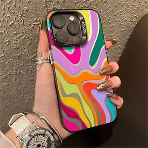 Colorful abstract wave pattern phone case, shockproof hard shell, fashionable trendy design, fun and creative gift, suitable for personal use or gifting to friends, compatible with iPhone 17/16/15/14/13/12/11/X/XS/XSMAX/XR/7P/8P/16E/17E, Cover, Accessorie