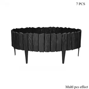7 Pcs Vintage Wood-Like Plastic Landscape Edging, Freely Spicable, Easy Installation, Sturdy Planter Fencing for Yard, Flower Bed, Lawns, Pathway, Tree