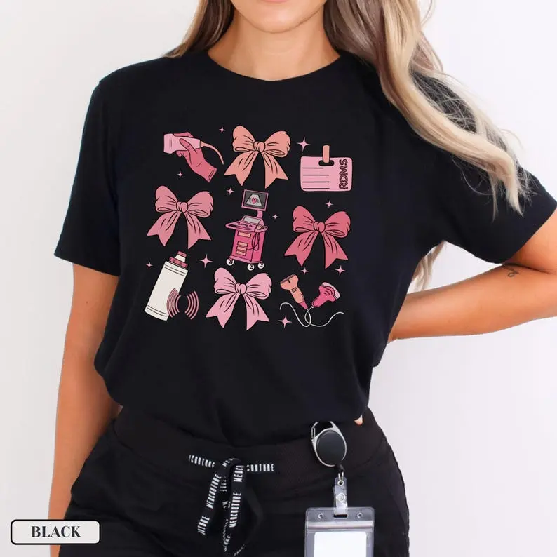 Ultrasound Bow Shirt, Sonographer Shirt, Ultrasound Tech Shirt, RDMS Shirt, Sonography Shirt, Ultrasound Tech Gift, Sonographer Gift