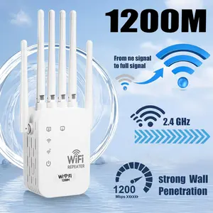 WiFi Extender 2026 6-Antenna Strong Signal, 1200Mbps Dual Band (2.4GHz) Booster, Wide Signal Coverage, Repeater with Gigabit Port & AI Connectivity, Ideal for Home Studios, Remote Workspaces, computer