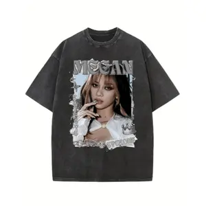 Katseye Megan Kpop Graphic Tee, Y2K Oversized Streetwear Shirt, Retro Music Fan Summer Casual T-Shirt for Teens Girls
