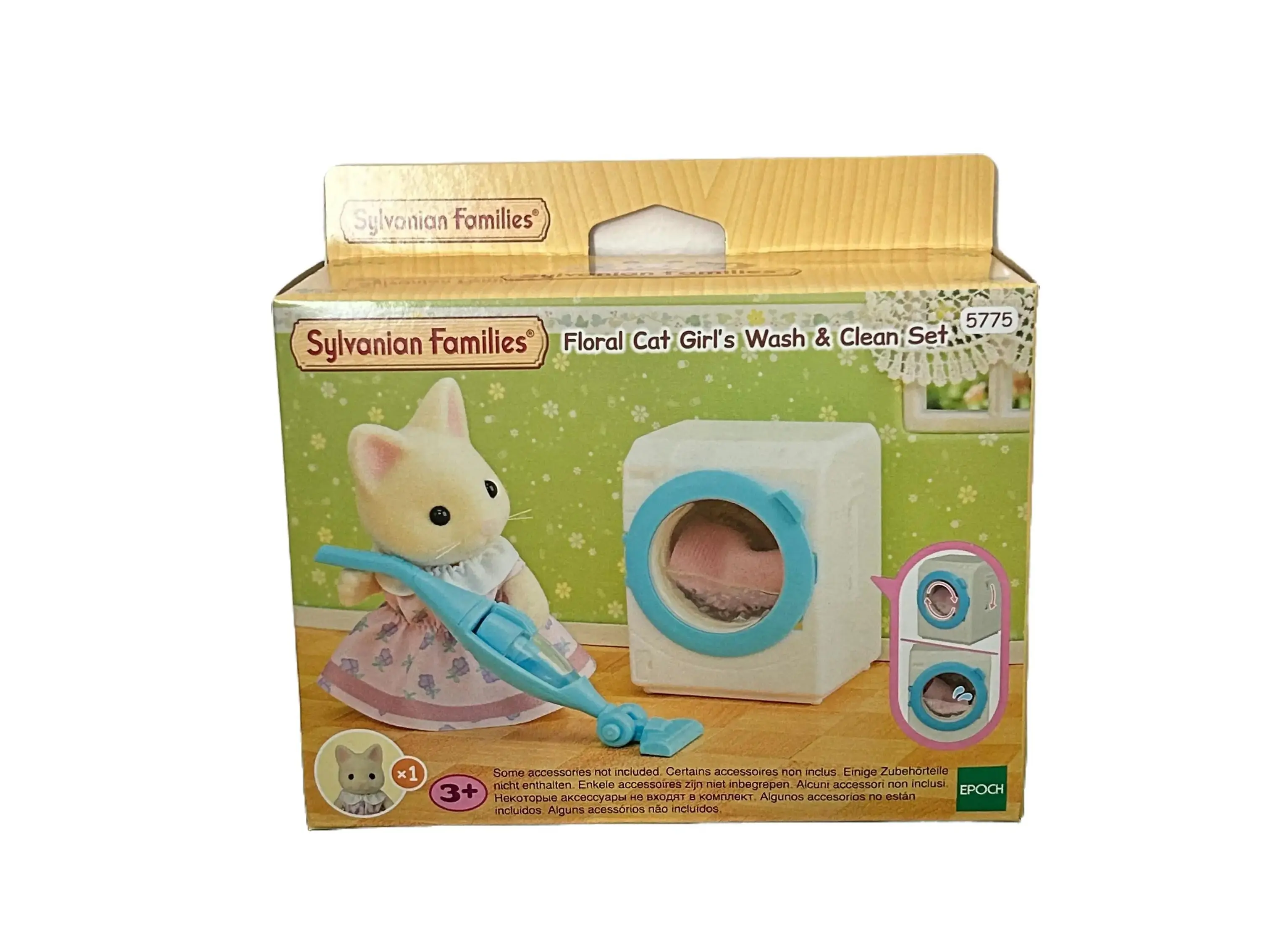 Sylvanian Families Floral Cat Girl's Wash & Clean Set RARE Calico Critters