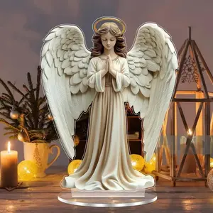 Elegant Cross Prayer Winged Angel Statue, New Luxurious Angel Wings Cross Decor for Desk & Living Room, Religious Home Decor, Mother's Day Garden Angel Figurine