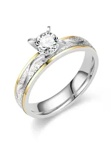 Stainless Steel Couple Rings, No Tarnishing, Fashion Style, Trendy Jewelry, Sandblasted Inlaid Wedding Bands, Valentine's Day Gift, Mother's Day Present, Wedding Promise Rings