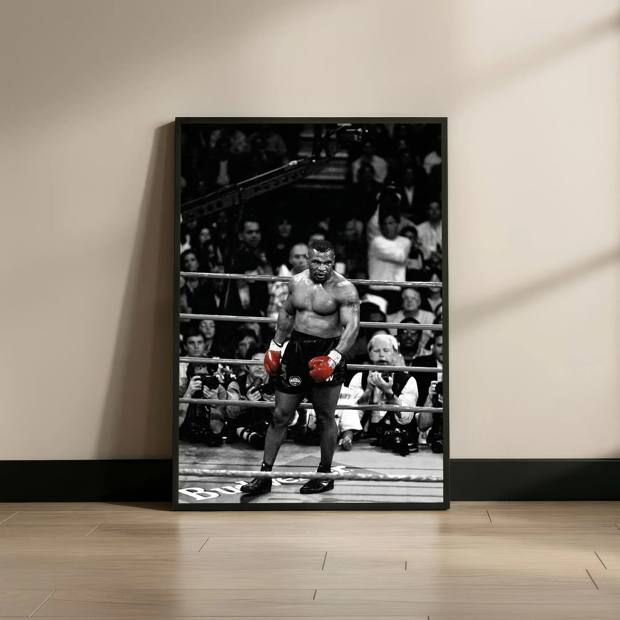 Mike Tyson Wall Art Print, Boxing Poster, Black and White Sports Decor, Red Gloves Poster, Man Cave Gym Office Wall Art ( Unframed - Print Only )