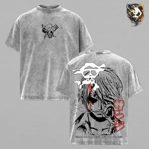 Sanji Vinsmoke One Piece Washed Anime Tee – Pirate Manga Shirt, Black Suit Flame Graphic T-Shirt, Heavyweight Oversized Streetwear, Gift for Anime Fans