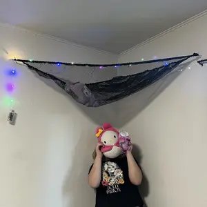 [New Deal] Stuffed Animals Net or Hammock Kids Toy Storage Organizer with LED Light Hanging Corner, Pack of 1 for Girls Room Decor Decoration Hangable