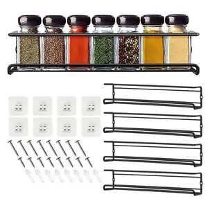 4 Packs Kitchen Spice Rack Organizer Storage Shelf Cabinet Jar Holder Wall Mount