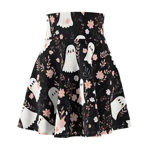 Skater Skirt, Ghost Halloween Girly Print Flowers Retro Vintage, Women's Apparel, Halloween Costume, Spooky Fashion, Vintage Style, Retro
