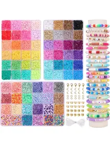 Boho Style 72 Colors Beaded Bracelet Kit, 1 Set Diy Jewelry Making Kit, Diy Jewelry Making Supplies for Women & Girls,  Handcraft, Bead Mix, Beading Making