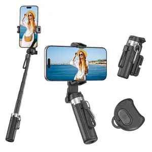 Mini Pocket 4-in-1 multi-functional selfie stick - 360° rotation, fashionable and portable, wireless Bluetooth control, suitable for selfie/video recording/video recording phone stand, compatible with most phone models, upgraded version extends up to 65cm