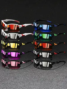 10 pairs of the latest unisex contrast-color semi-frame sports sunglasses, Sports eyewear, available in multiple colors, equipped with UV400 lenses for UV protection, suitable for various outdoor activities