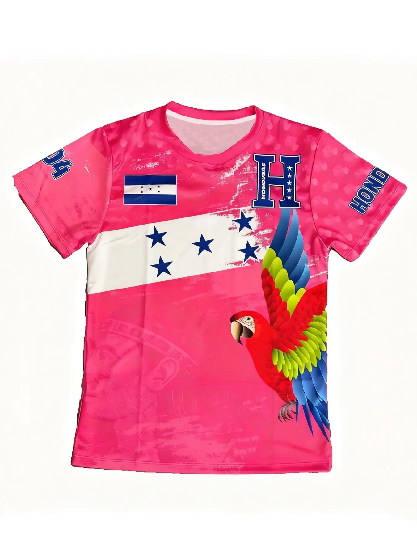 Honduras Blue Soccer Jersey, Patriotic Football Shirt with Flag & Parrot Pattern, Unisex Sports Clothing, Casual Fit, Short Sleeve