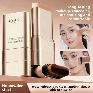 Matte Foundation Stick with Brush, Long-Lasting Matte Finish, Stacking Coverage, Plant-Based Formula, Light-Medium Shade