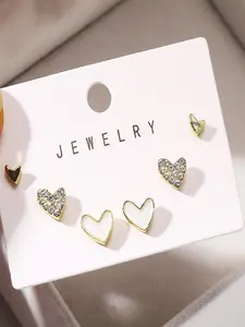 Minimalist Temperament Heart Shaped Rhinestone Decor White Stud Earrings, Flat Pierced Jewelry, Fashionable Jewelry for Women, Trendy All-match & Exquisite Jewelry for Birthday Gift, Valentine's Day, Gift, Elegant Minimalist Earrings
