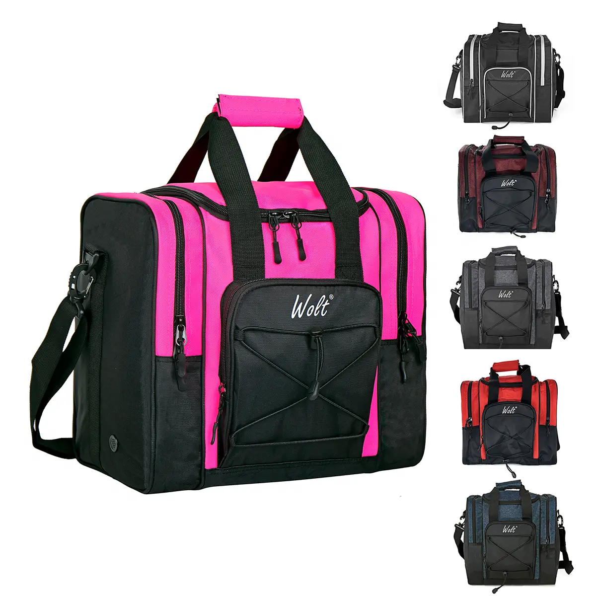 Wolt Single Bowling Ball Bag, Durable Oxford Fabric Tote for Men & Women with Padded Protection, Ventilated Pockets for Size 14 Shoes, and Multi-Pocket Design for Gear, Durability, One Bag For Full Game Kit