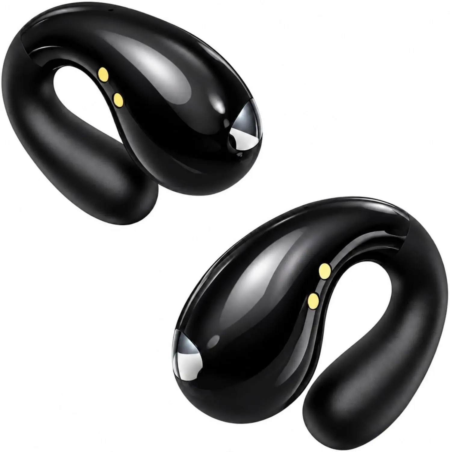 Single Pair Ultra Open Ear Clip-On Bone Conduction Headphones - Waterproof Headphones for Runners, Comfortable Over-The-Ear Design, Obsidian Black Gift