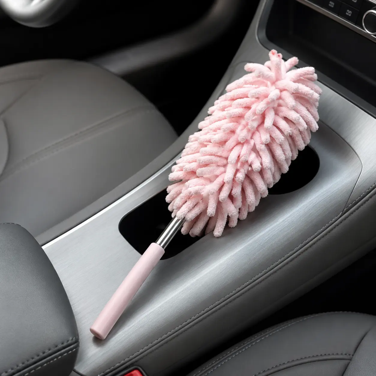 Eco-Friendly Reusable Compact Size Microfiber Car Duster Brush - Adjustable Extendable, Ergonomic Handle, Lint-Free Results, Washable for Car/Interior, Home Window Surface Cleaning, Surface Cleaner, Space-Saving