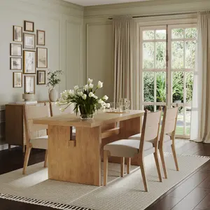 Boho Natural Flax & Seagrass Dining Chair (Set of 4) Boho Natural Flax & Seagrass Dining Chair (Set of 4)