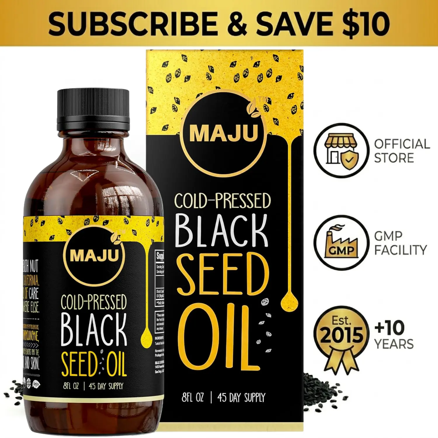 MAJU Black Seed Oil (8oz) - Herbal Joint Support, Immune Boosting & Digestion Support, Body, Consumable, Body Massage & More Cosmetic Comfort