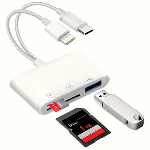USB C SD Card Reader for iPhone Adapter, 3-in-1 Memory Card Reader Dual Slots with USB Camera Adapter, Digital Camera Adapter iPhone 15/16/17, iPad, Mac, MacBook Pro/Air, Android, Laptop, with USB C Interface