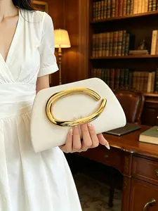 Unique Smooth Metal Decorative Evening Handbag, Women's Clutch, With Shoulder Strap, Elegant Integrated Design, Suitable For Parties, Weddings, Dances, Dinners, A Trendy Accessory For Fashion Enthusiasts