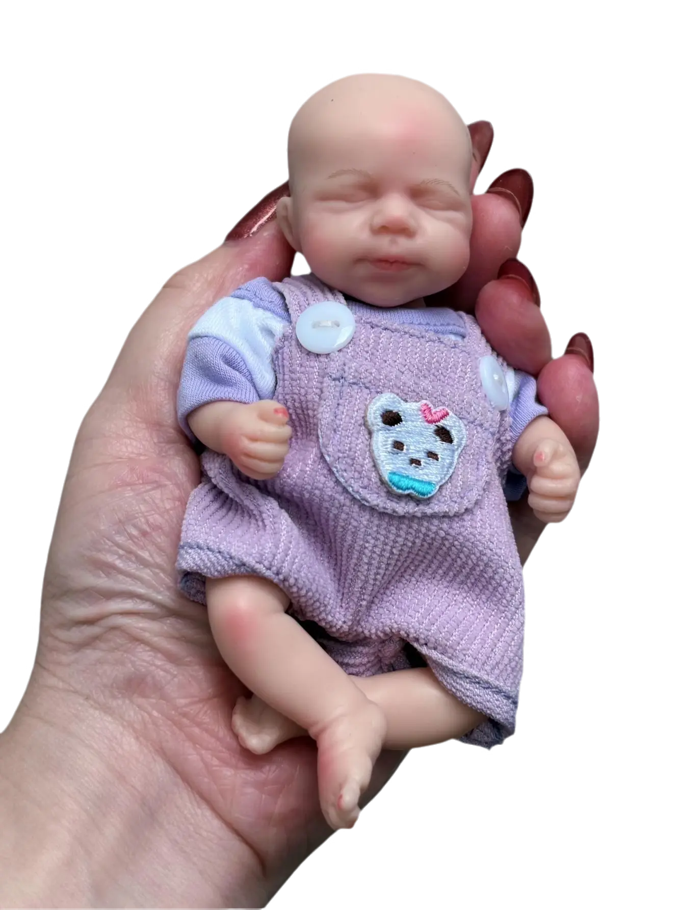 6 inches 15cm full silicone mini reborn doll, soft touch baby doll, cute face, cute clothes, realistic reborn doll artist, fake baby, collection, holiday, Halloween, birthday, perfect Christmas gift for children aged 3+
