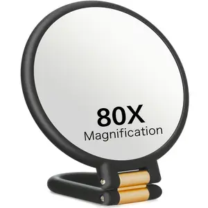 80x Handheld Magnifying Glass with 1X/80X Magnification, Portable Travel Mirror Suitable for Makeup, Skincare & Beard Trimming, 360° Adjustable Handle & Mirror, Multi-Color Frames for Women &, Compact for, Beauty Gift