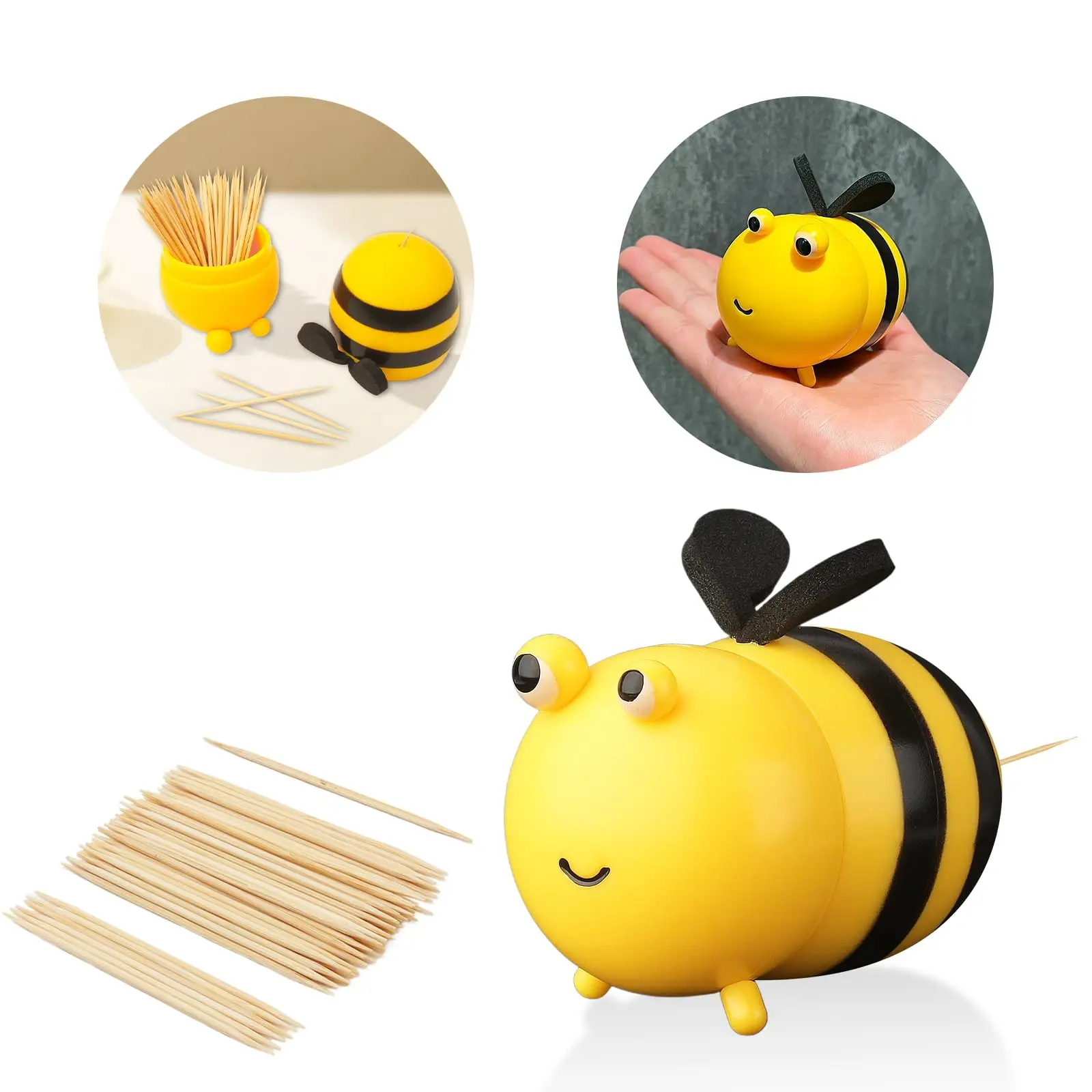Bee Toothpick Holder, Cute Creative Decorative Style, Dual-Use Dispenser & Ornament, for Living Room, Bedroom, Kitchen, Restaurant