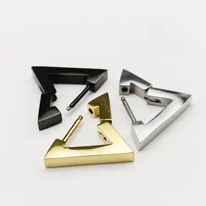 Stainless Steel Triangle Hoop Huggie Earrings Glossy Jewelry Plated for Women Men Girls Gift