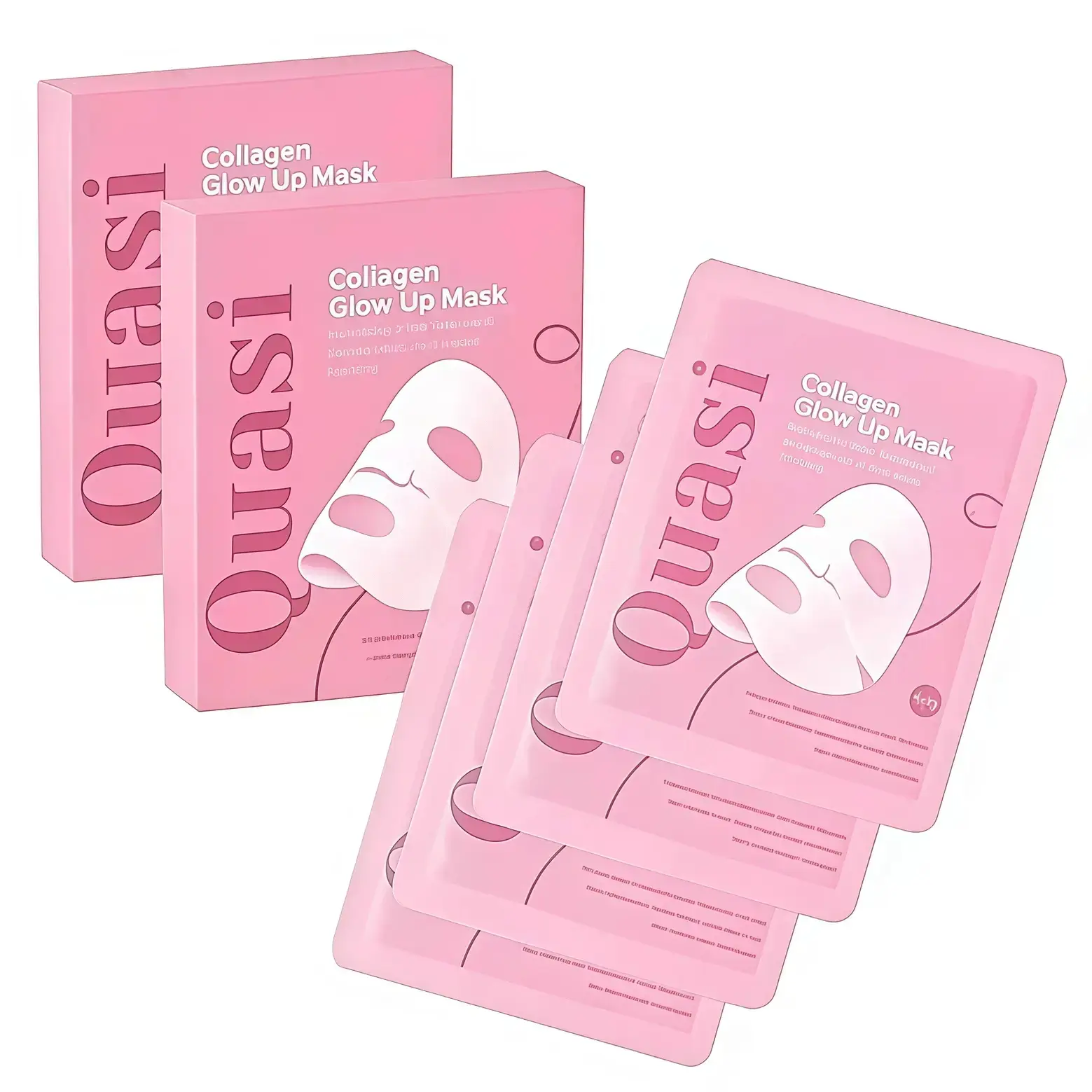 Quasi Collagen Glow Up Mask 2.0, Quasi BioCollagen Face Mask, Firm Skin Deep HydratingMasks for Wrinkle Reduction and PoreMinimization - Glow like Glass Skin