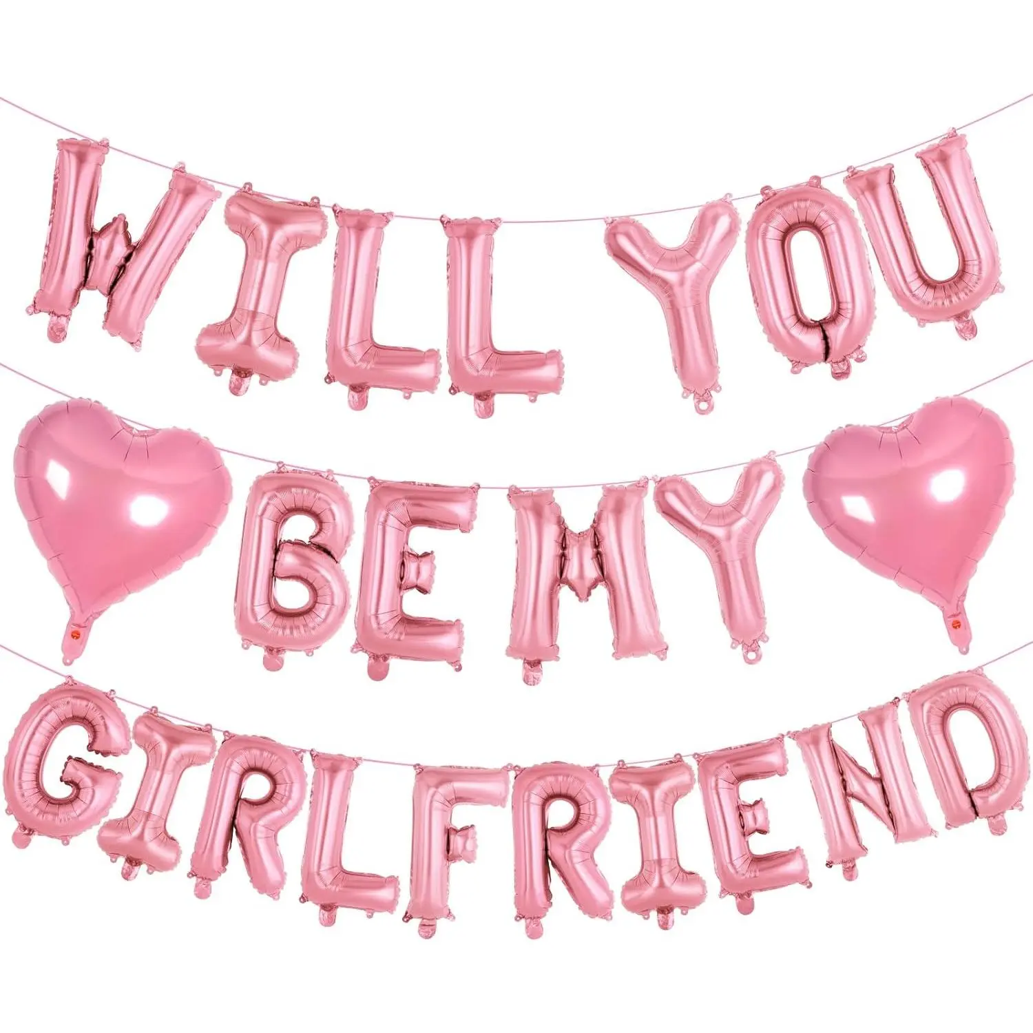 16 Inch Pink 'WILL YOU BE MY GIRLFRIEND' Balloons, Foil Proposal Balloons Confession Balloons, Heart Balloons Valentines Day Balloons, Love Balloons for Wedding Engagement Decor (Pink-Girlfriend)