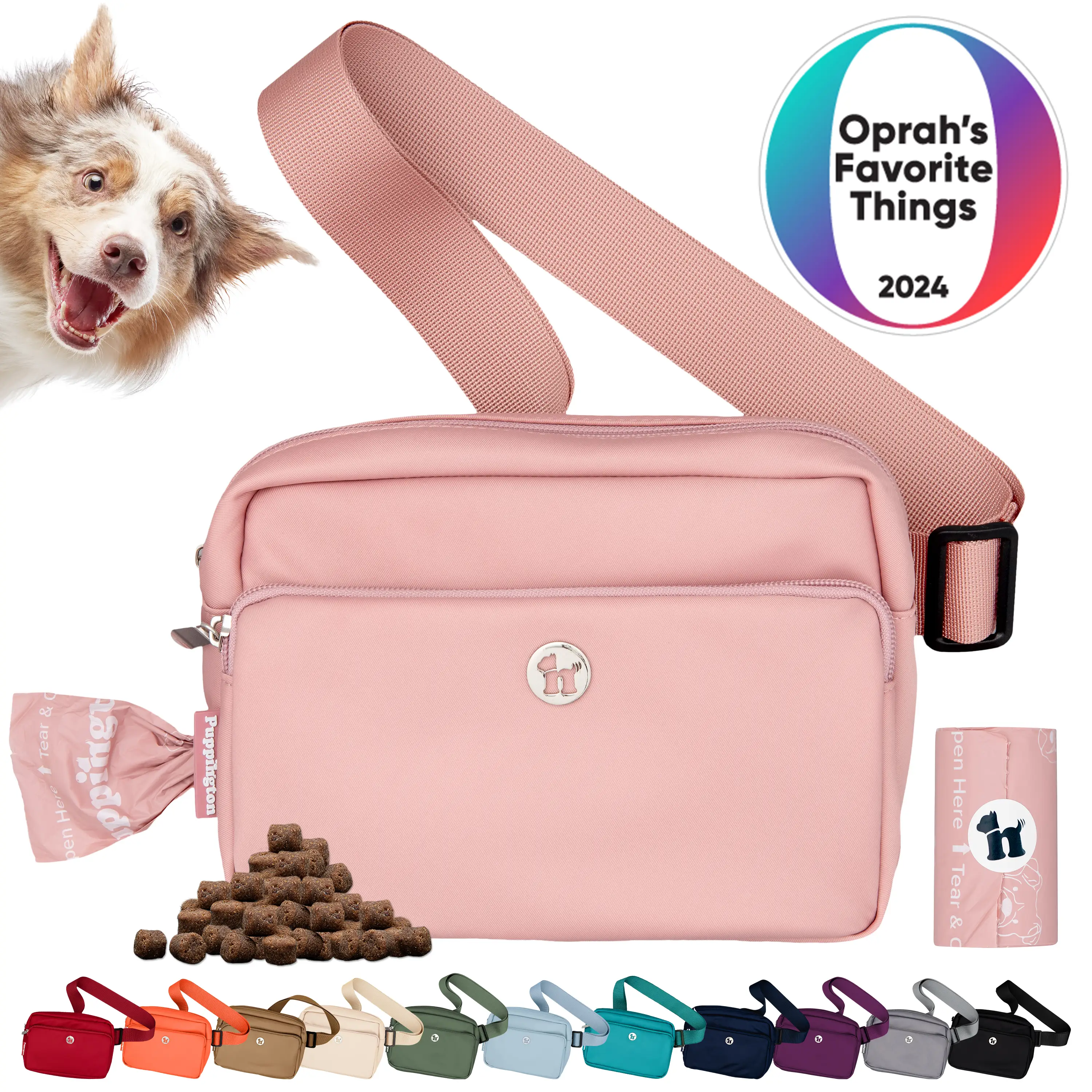 Puppington 3-in-1 Hands-Free Dog Walk Bag with Matching Leak-Proof Poop Bags, Eco-Friendly Design & Luxury Fashion Travel Accessory Essentials