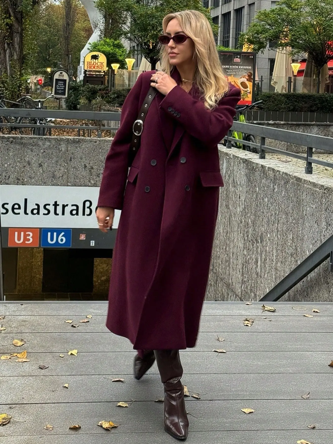 Women's Lady Fall Winter Vintage Casual Fitted Wool Blend Coat Jackets, Long Sleeve Plain Design, Pocket Dual Buttoned Outerwear for Daily Commute