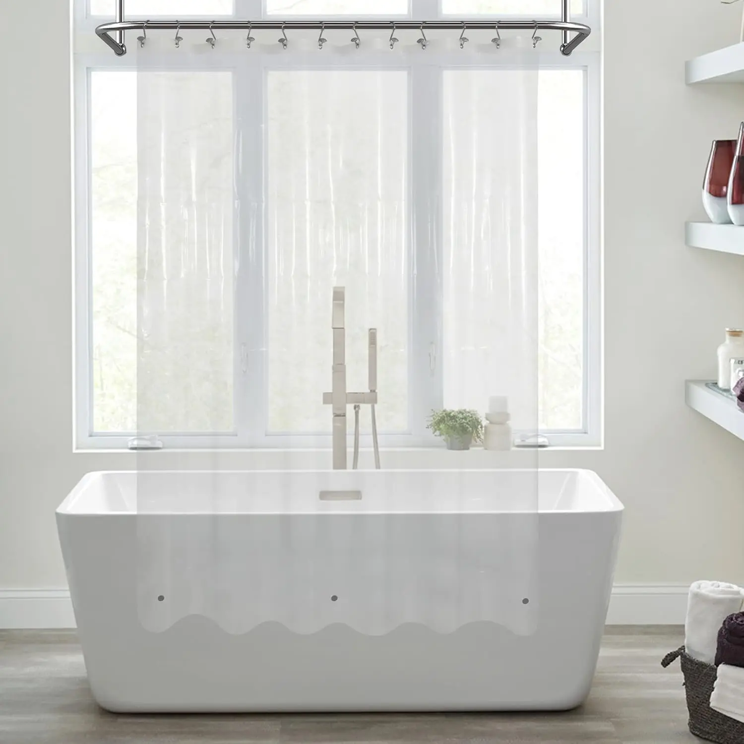 Clear Shower Curtain Liner with 3 Magnets, 72x72 Premium Flexible Sturdy Plastic Shower Curtain for Bathroom Lightweight, Waterproof, Clear