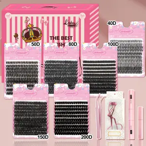 Individual False Eyelashes Kit, 1 Set Curling False Eyelashes with Glue & Tweezers & Lashes Curlers & Glue Remover, Individual Eyelash, Eyelashes Extension Eye Makeup Enhancement Tool, Gift, Volume Individual Lashes, Diy Eyelash Extensions