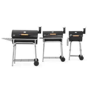 IRONYAK Portable Charcoal Grill - Outdoor Barbecue Smoker with Large Cooking Area, Adjustable Pan, Warming Rack, Front & Side Tables, Storage Shelf, Cast Iron Grates for Backyard, Patio Use (Mother's Day Gift) | Charcoal BBQ Grills for Summer Garden