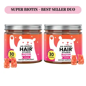 Bears with Benefits Super Biotin best seller duo: Biotin Gummies for Hair Growth, Skin & Nails –  5000 mcg Biotin + Vitamins C & E + Zinc - 30 Gummies - Vegan Wild Berry Flavor