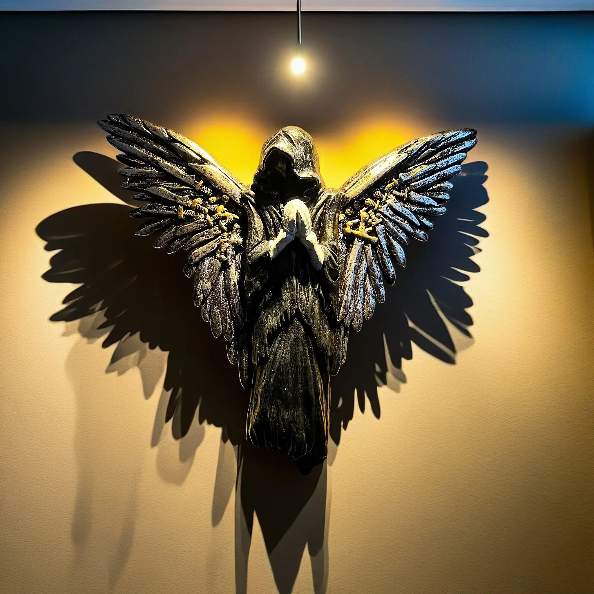 Resin Angel Statue Wall Hanging Decor, Wall Mounted Decor, Unique Home Living Room Bedroom Decoration, Perfect Creative Gift Idea, Elegant Resin Artwork, Wall Ornaments, Aesthetic Design, Decorative Wall Art, Artistic Home Decor, Interior Wall Decor