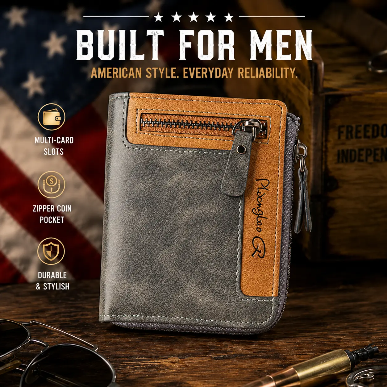 Men's RFID Blocking Plain Retro Vertical Bifold Wallet - High-Capacity Vintage Business Style with Zippered Coin Pocket, Anti-Tracking Men's Wallet, Mens Wallet, Anti-Tracking Men's Wallets