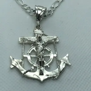 Jesus Christ Anchor with 24" Necklace (.925 PURE SILVER)
