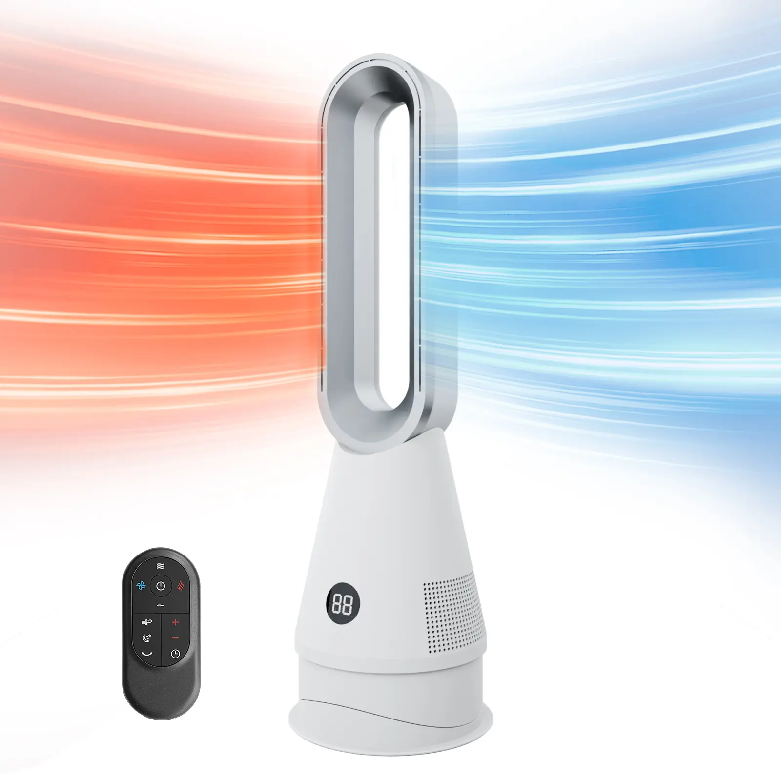 Faryuan TP-020LH Bladeless Fan - 25in AC Powered Tower Fan with Heating, Cooling & Filter Combo, 80° Oscillating, Adjustable Speed, 9H Timer, Remote Control, Portable Quiet, Automatic Power Shutdown for Bedroom, Home Office (Cooling Gadgets), Fan Portable