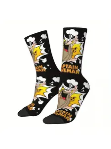 Cartoon Caveman Novelty Casual Print Mens Sock
